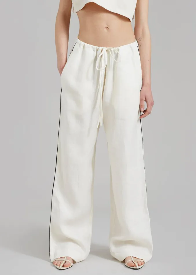 The Frankie Shop MATIN Piping Drawstring Pant 8211 Natural Women Clothing