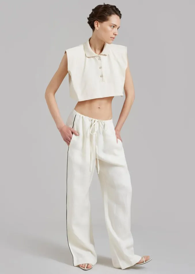 The Frankie Shop MATIN Piping Drawstring Pant 8211 Natural Women Clothing