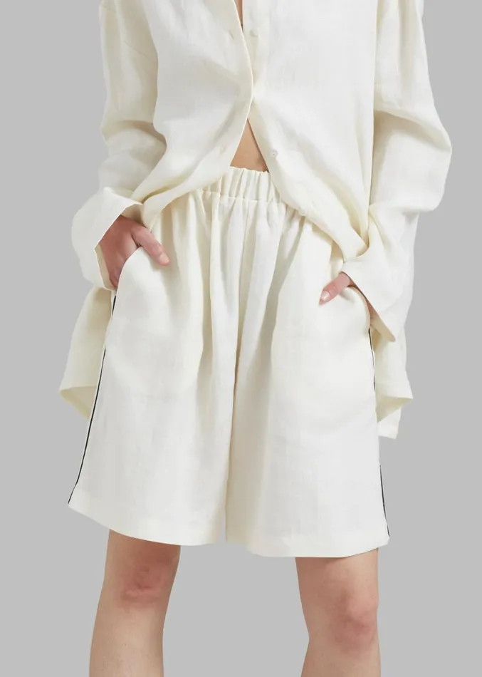 The Frankie Shop MATIN Piping Shorts 8211 Natural Women Clothing
