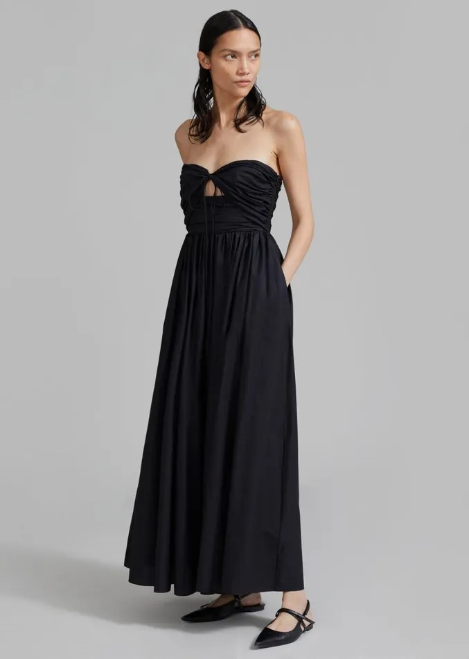 The Frankie Shop Matteau Bandeau Rouched Sundress 8211 Black Women Clothing