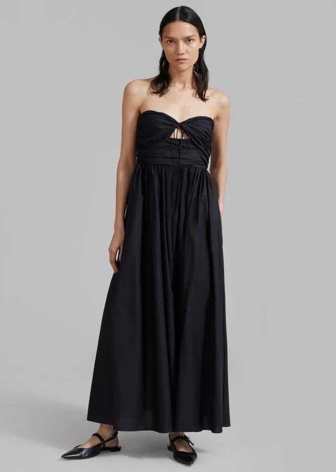 The Frankie Shop Matteau Bandeau Rouched Sundress 8211 Black Women Clothing