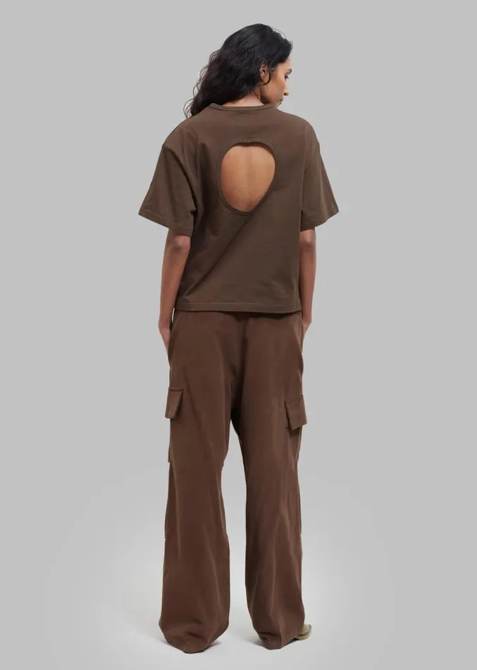 The Frankie Shop Matteau Circle Back Tee 8211 Cacao Women Tops