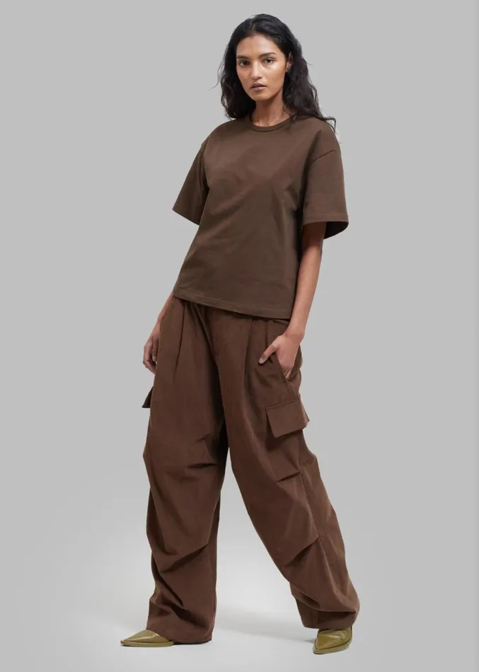 The Frankie Shop Matteau Circle Back Tee 8211 Cacao Women Tops