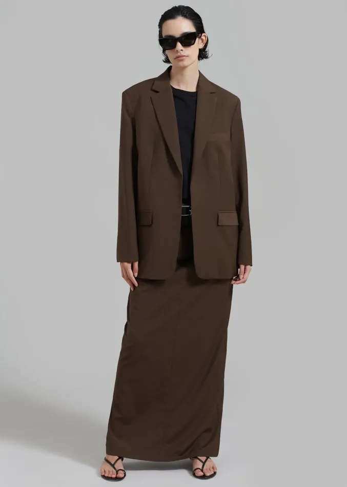 The Frankie Shop Matteau Relaxed Tailored Blazer 8211 Coffee Women Outerwear