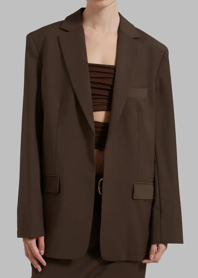 The Frankie Shop Matteau Relaxed Tailored Blazer 8211 Coffee Women Outerwear