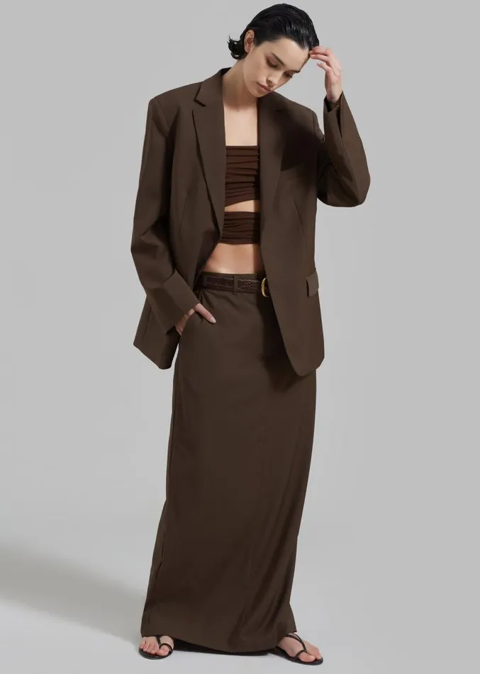 The Frankie Shop Matteau Relaxed Tailored Blazer 8211 Coffee Women Outerwear