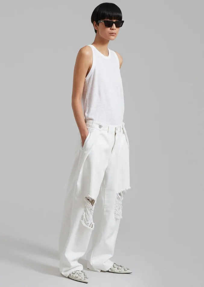 The Frankie Shop Mercer Ripped Jeans 8211 White Women Clothing