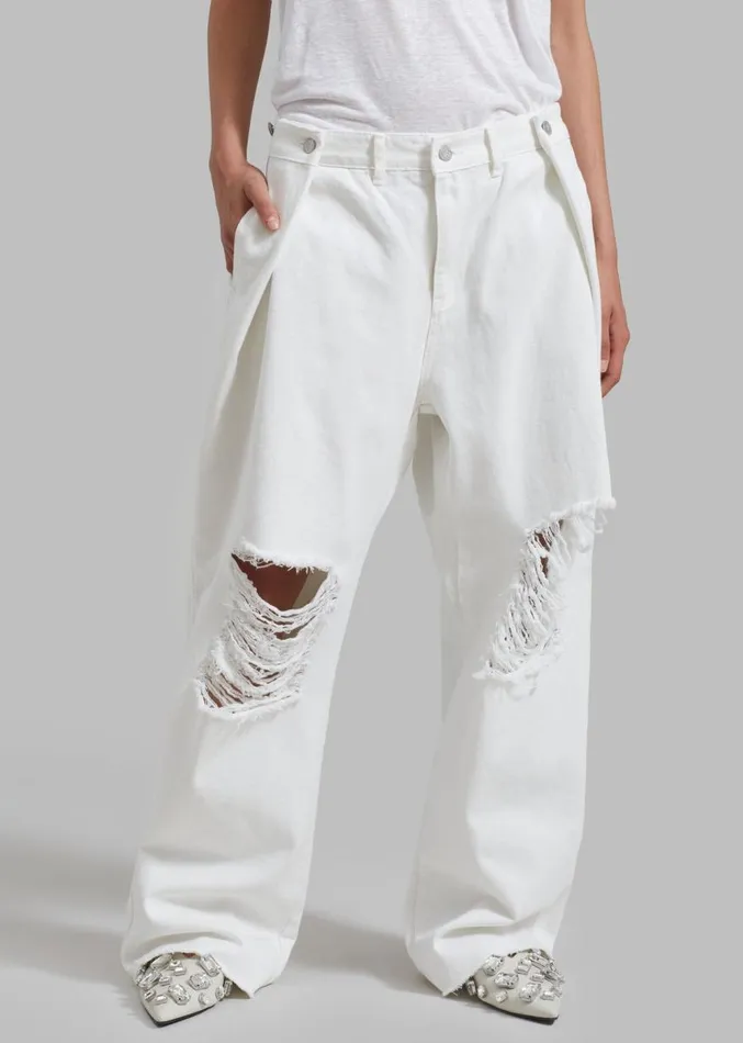 The Frankie Shop Mercer Ripped Jeans 8211 White Women Clothing