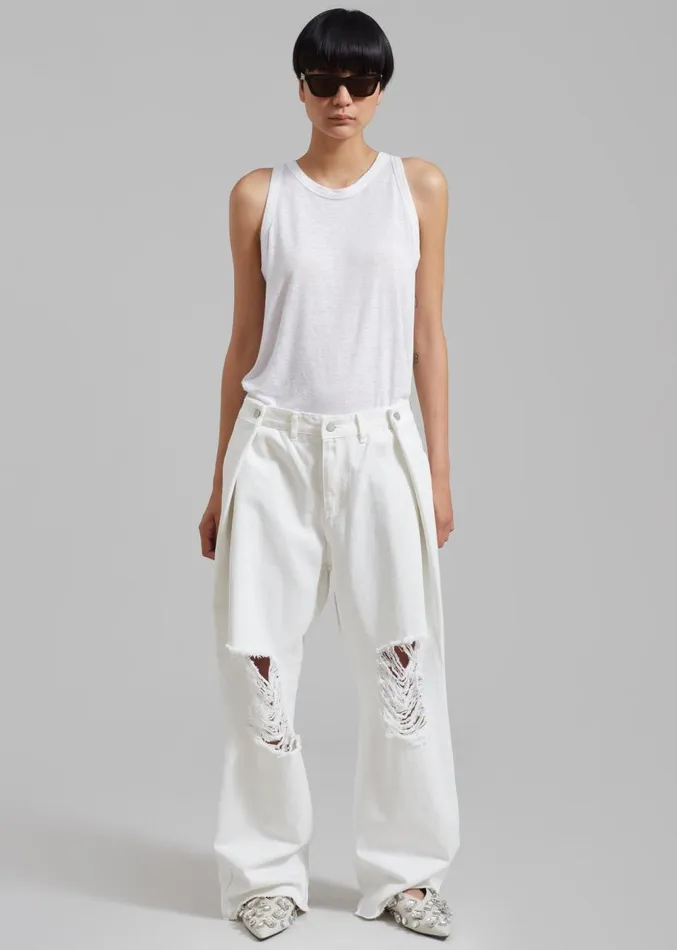 The Frankie Shop Mercer Ripped Jeans 8211 White Women Clothing