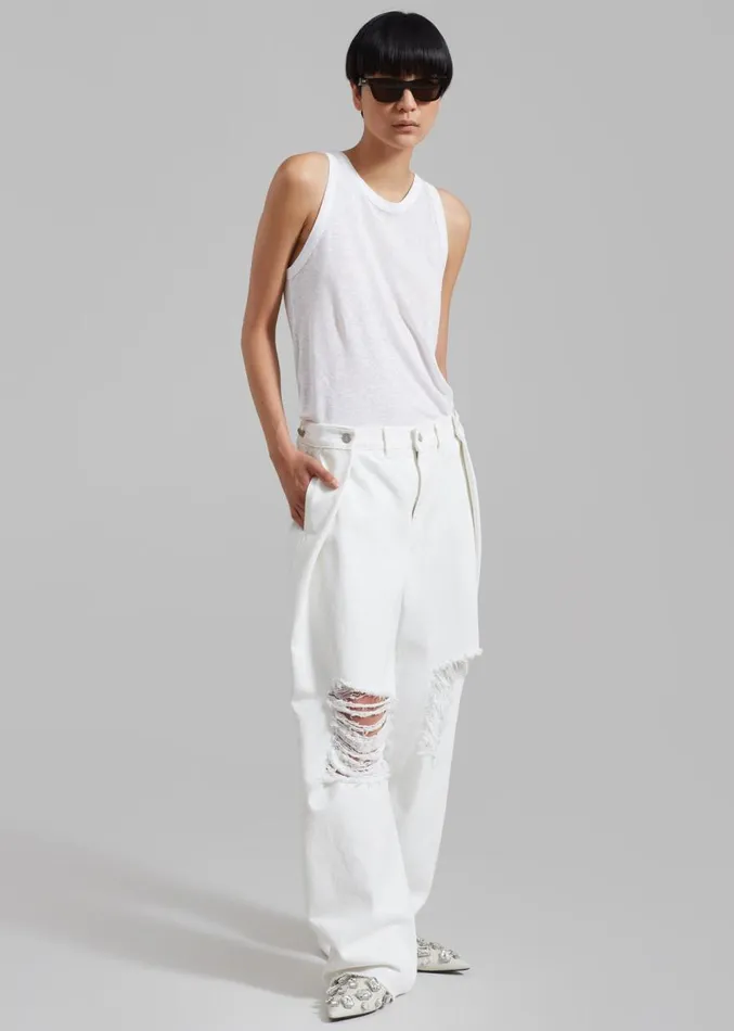 The Frankie Shop Mercer Ripped Jeans 8211 White Women Clothing