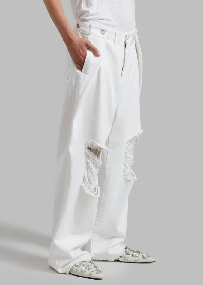 The Frankie Shop Mercer Ripped Jeans 8211 White Women Clothing