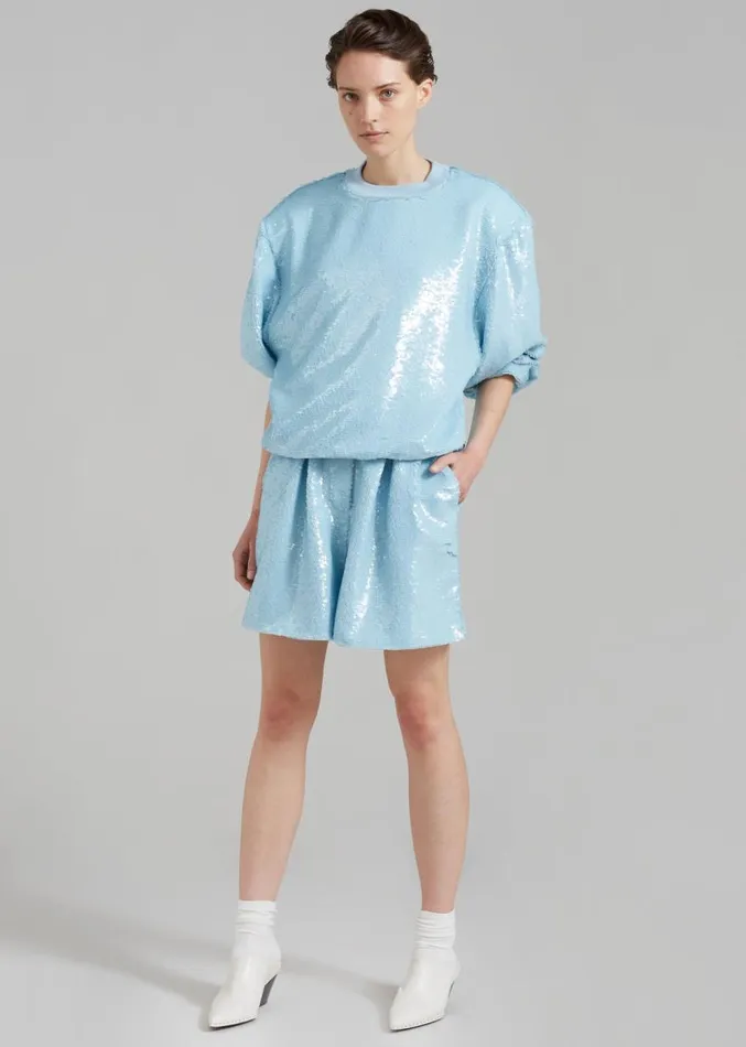 The Frankie Shop Metz Sequins Sweatshirt 8211 Sky Women Clothing