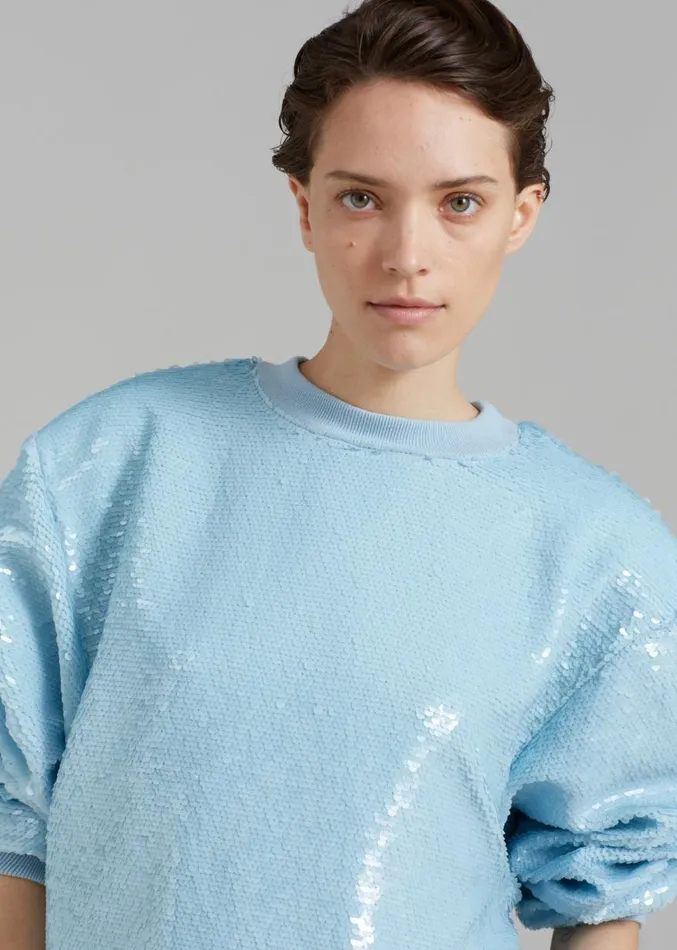 The Frankie Shop Metz Sequins Sweatshirt 8211 Sky Women Clothing