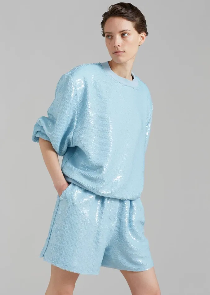 The Frankie Shop Metz Sequins Sweatshirt 8211 Sky Women Clothing