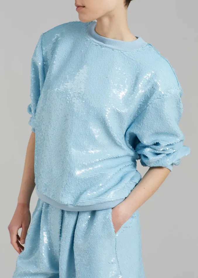 The Frankie Shop Metz Sequins Sweatshirt 8211 Sky Women Clothing