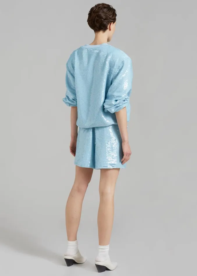 The Frankie Shop Metz Sequins Sweatshirt 8211 Sky Women Clothing