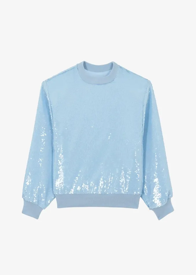 The Frankie Shop Metz Sequins Sweatshirt 8211 Sky Women Clothing