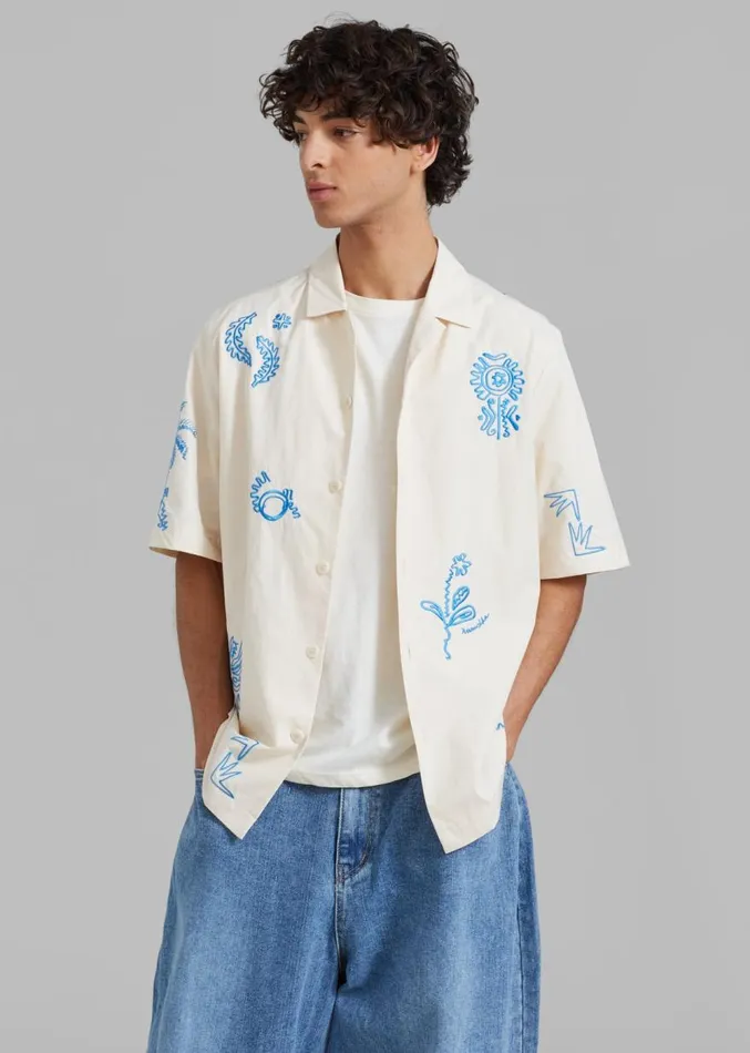 The Frankie Shop Nanushka Bodil Camp Shirt 8211 Creme Men Tops