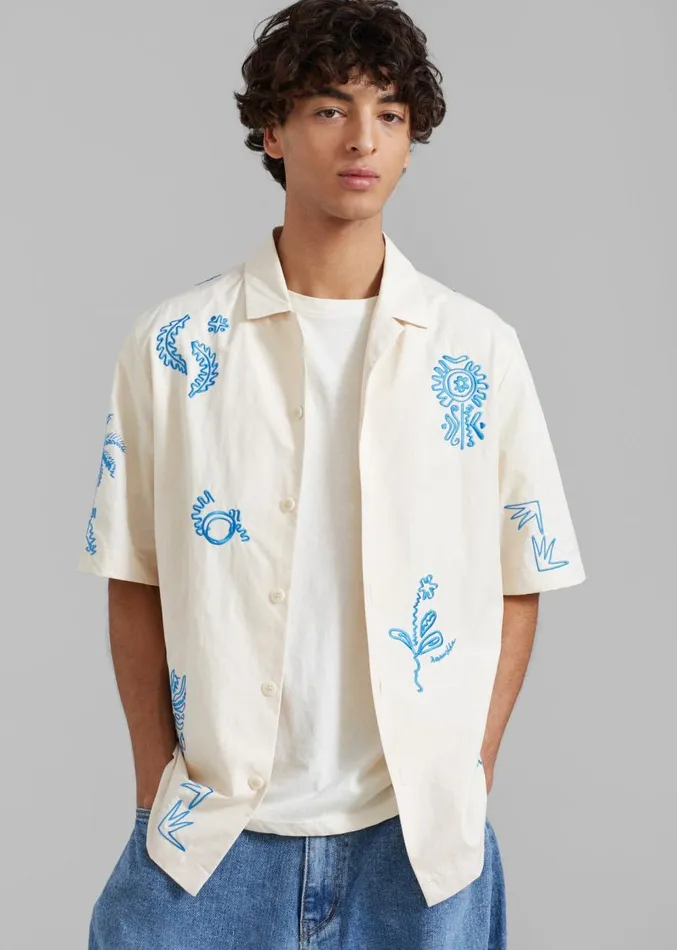 The Frankie Shop Nanushka Bodil Camp Shirt 8211 Creme Men Tops