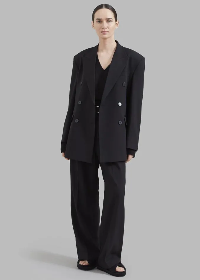 The Frankie Shop Nessi Double Breasted Blazer 8211 Black Women Outerwear