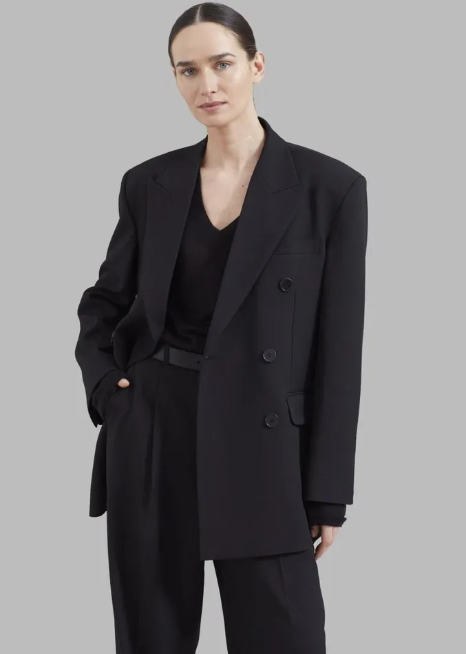 The Frankie Shop Nessi Double Breasted Blazer 8211 Black Women Outerwear