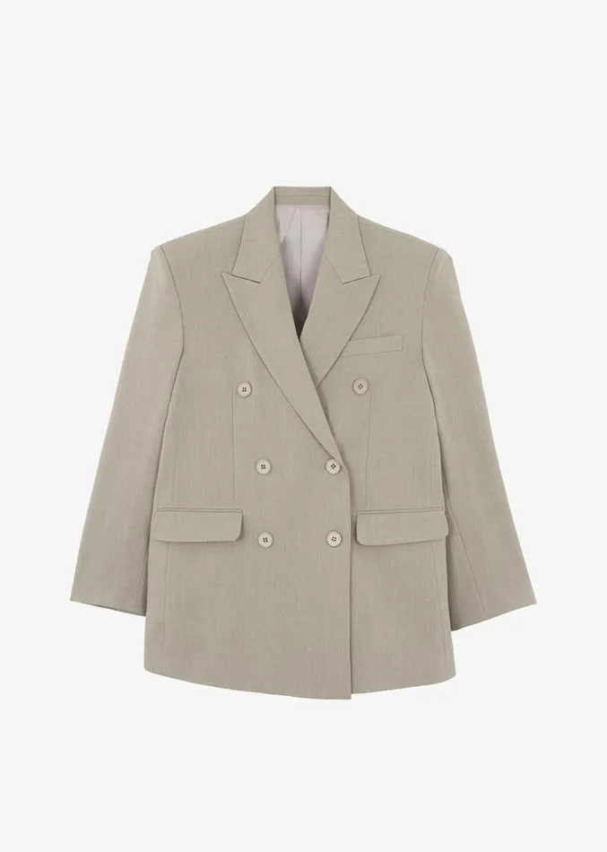 The Frankie Shop Nessi Double Breasted Blazer 8211 Taupe Women Outerwear