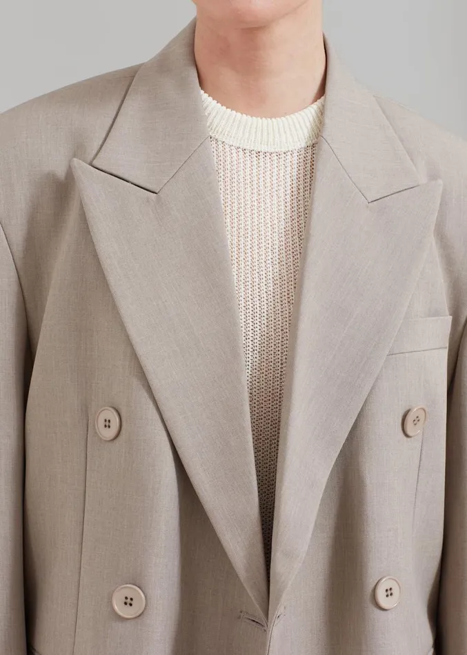 The Frankie Shop Nessi Double Breasted Blazer 8211 Taupe Women Outerwear