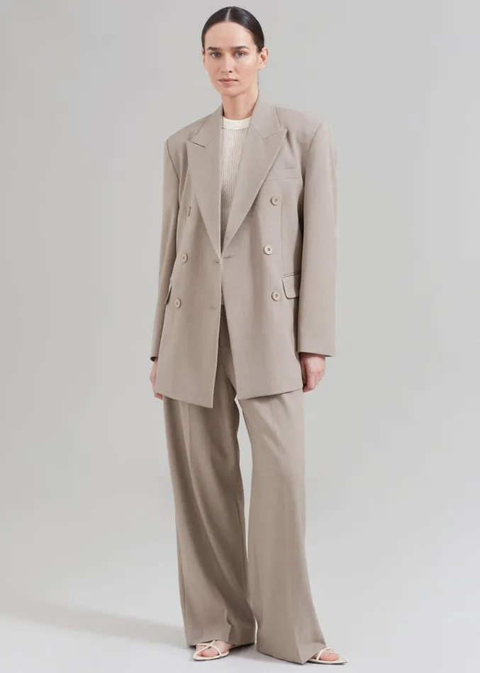 The Frankie Shop Nessi Double Breasted Blazer 8211 Taupe Women Outerwear