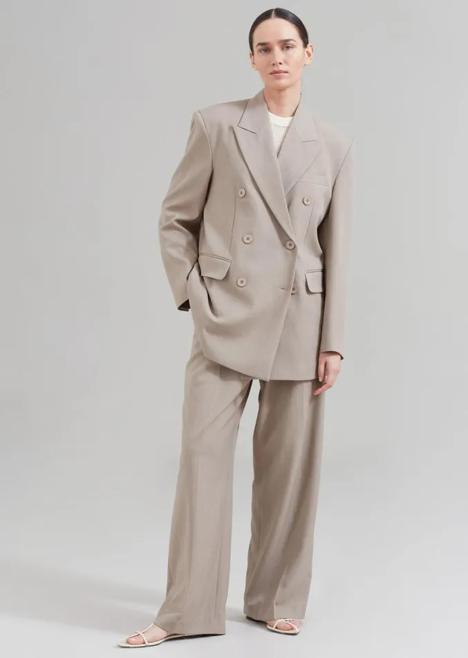 The Frankie Shop Nessi Double Breasted Blazer 8211 Taupe Women Outerwear