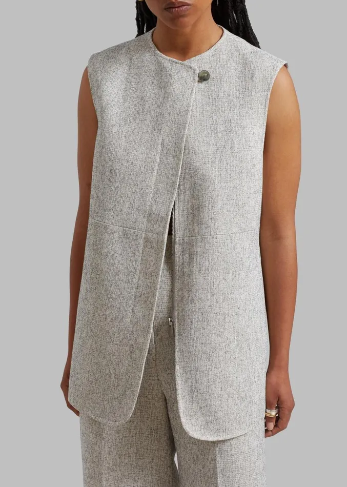 The Frankie Shop Nevaeh Tweed Vest 8211 Beige Women Outerwear