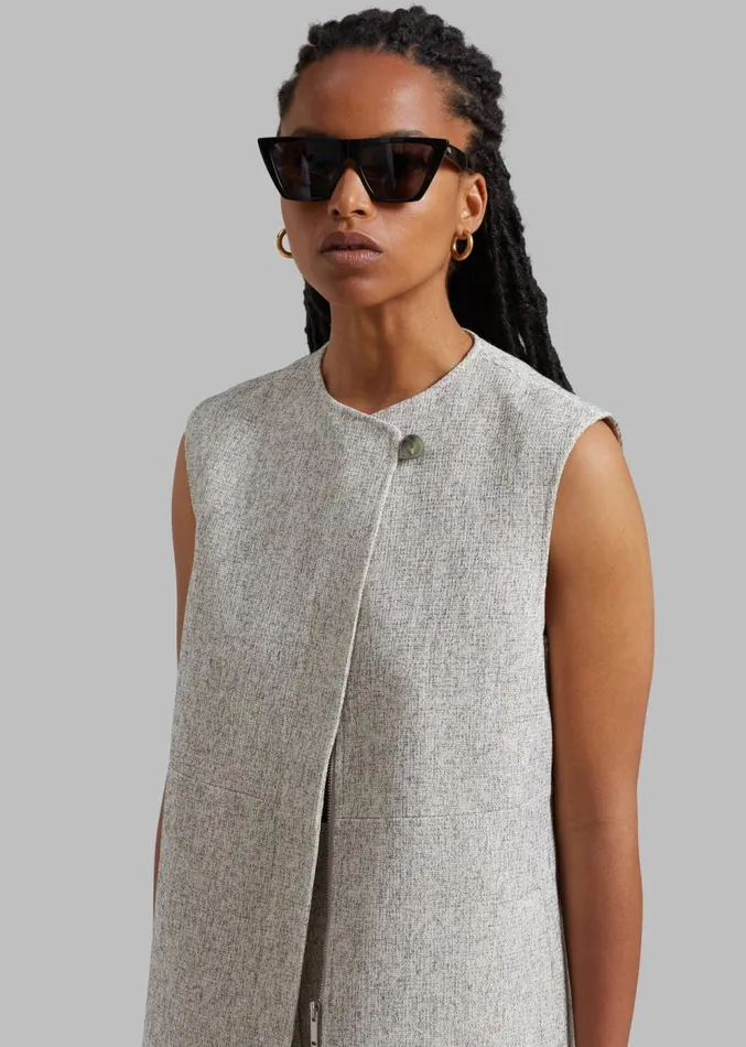 The Frankie Shop Nevaeh Tweed Vest 8211 Beige Women Outerwear