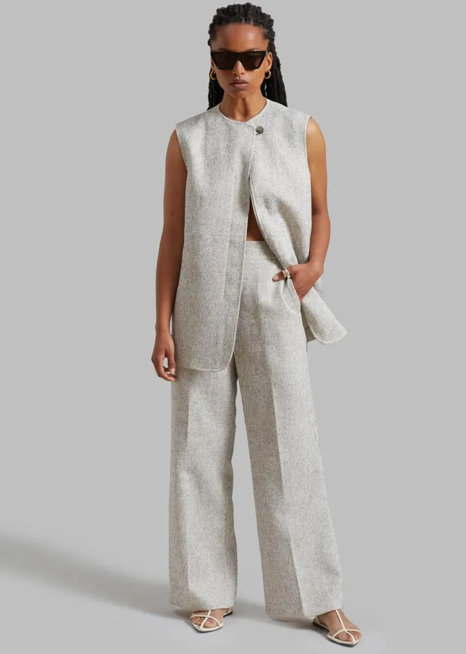 The Frankie Shop Nevaeh Tweed Vest 8211 Beige Women Outerwear