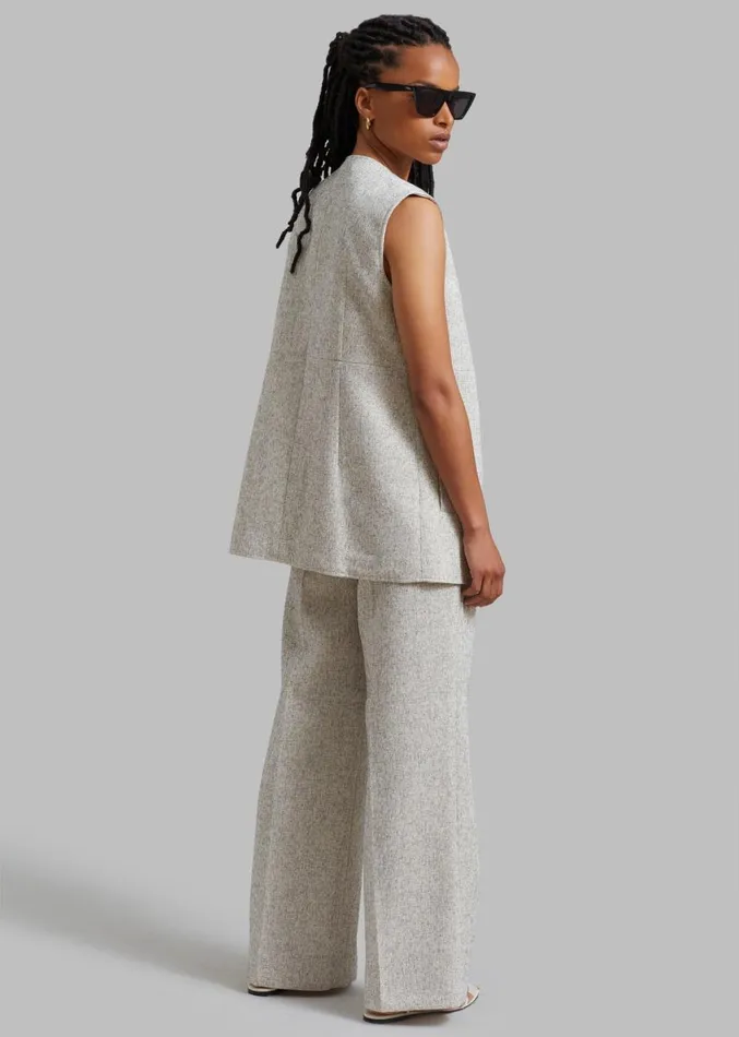 The Frankie Shop Nevaeh Tweed Vest 8211 Beige Women Outerwear