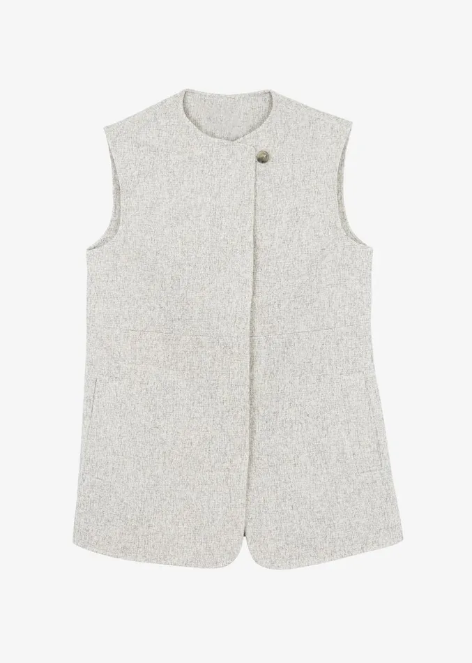 The Frankie Shop Nevaeh Tweed Vest 8211 Beige Women Outerwear
