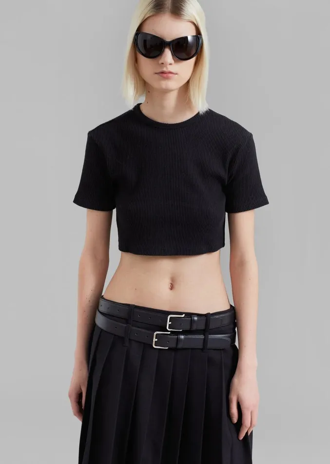 The Frankie Shop Nico Cropped Tee 8211 Black Women Tops