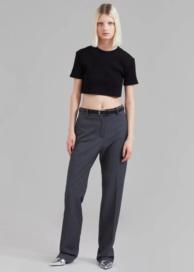 The Frankie Shop Nico Cropped Tee 8211 Black Women Tops