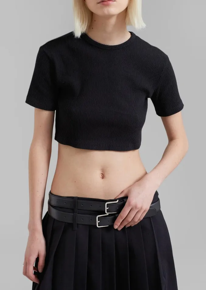 The Frankie Shop Nico Cropped Tee 8211 Black Women Tops