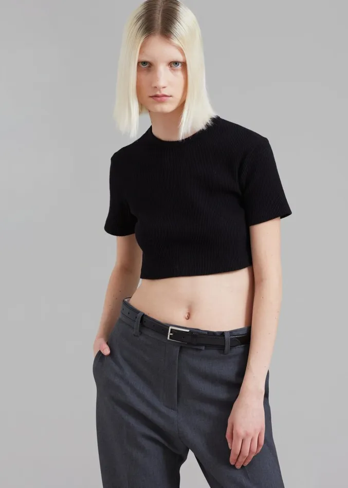 The Frankie Shop Nico Cropped Tee 8211 Black Women Tops