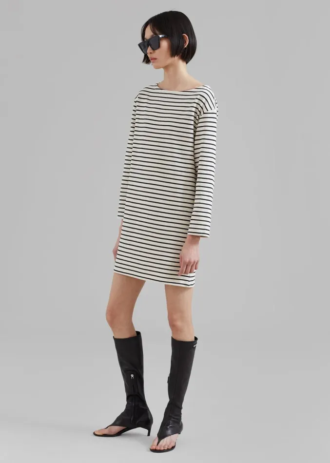 The Frankie Shop Nino Mini Dress 8211 Black Stripe Women Dresses