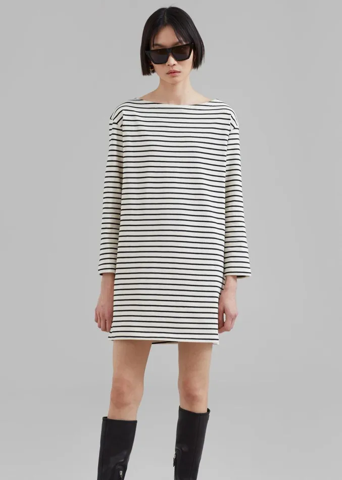 The Frankie Shop Nino Mini Dress 8211 Black Stripe Women Dresses