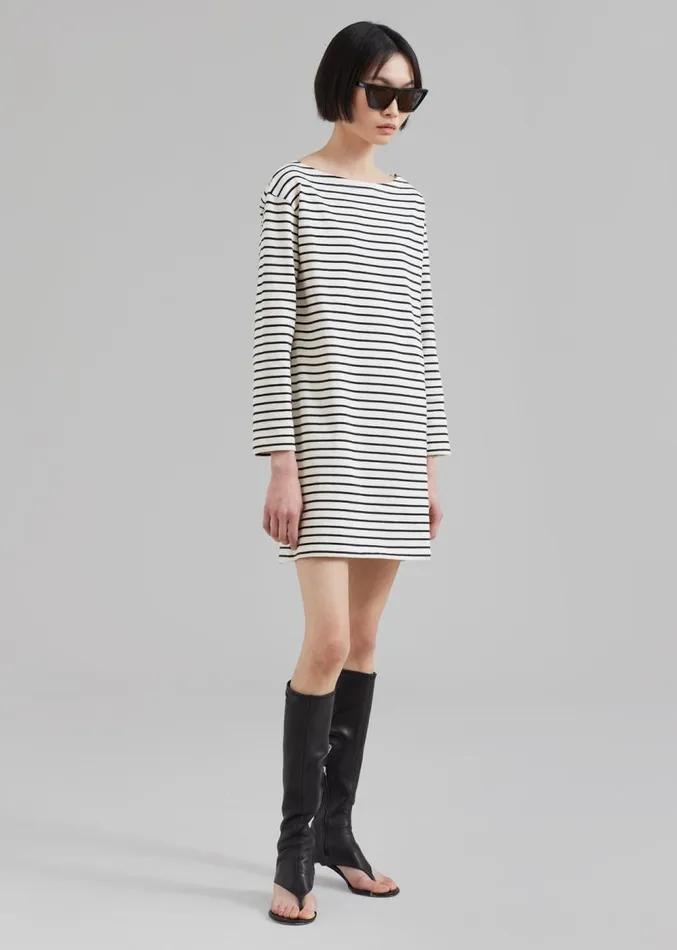 The Frankie Shop Nino Mini Dress 8211 Black Stripe Women Dresses