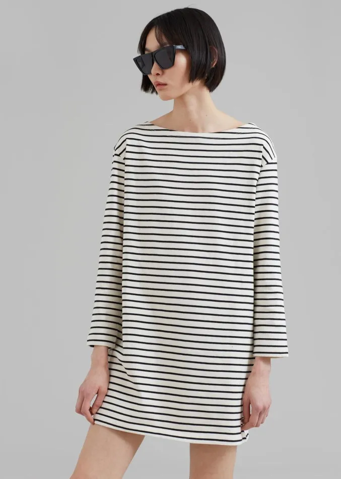 The Frankie Shop Nino Mini Dress 8211 Black Stripe Women Dresses