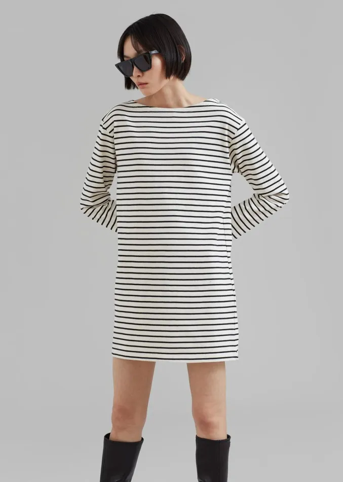 The Frankie Shop Nino Mini Dress 8211 Black Stripe Women Dresses