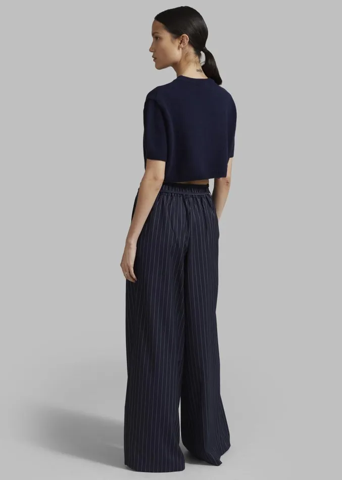 The Frankie Shop Noor Wide Pants 8211 Navy Pinstripe Women Bottoms