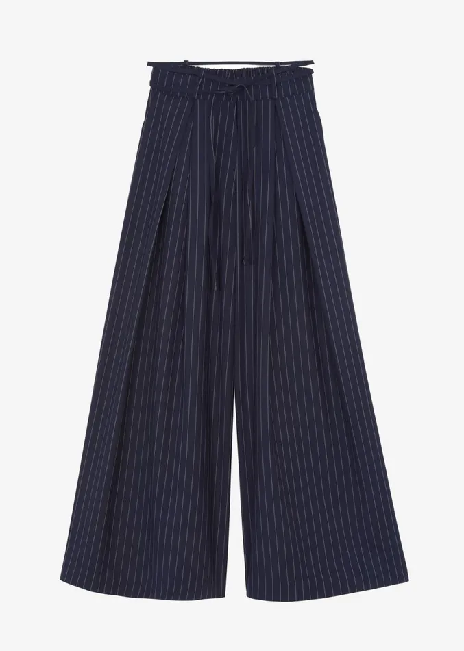 The Frankie Shop Noor Wide Pants 8211 Navy Pinstripe Women Bottoms