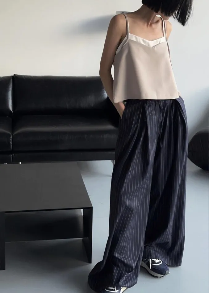 The Frankie Shop Noor Wide Pants 8211 Navy Pinstripe Women Bottoms