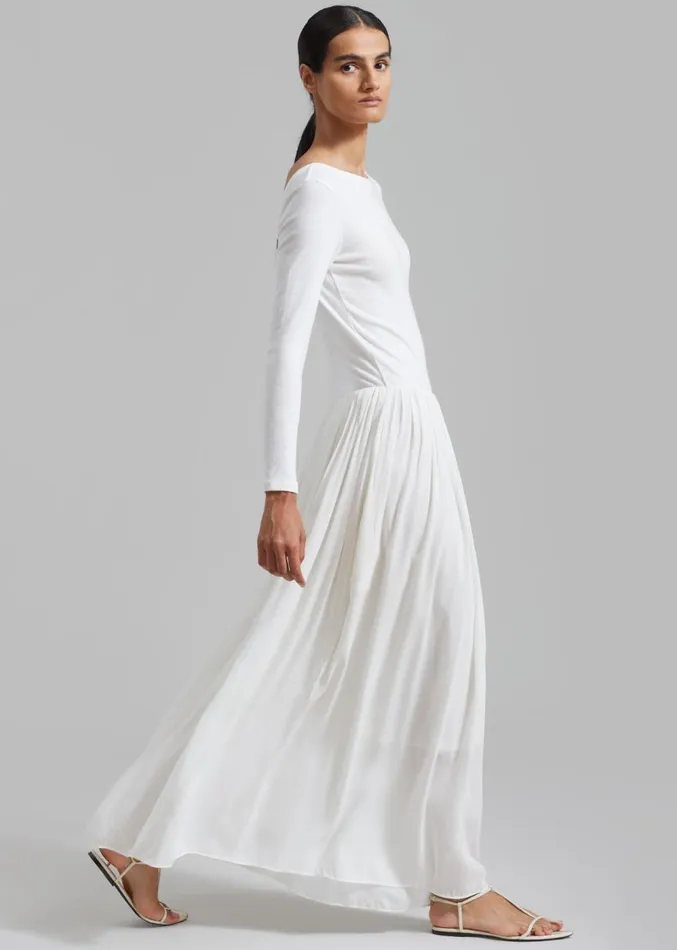 The Frankie Shop Odette Gathered Skirt Maxi Dress 8211 White Women Dresses