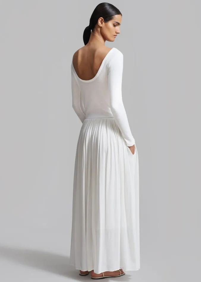 The Frankie Shop Odette Gathered Skirt Maxi Dress 8211 White Women Dresses