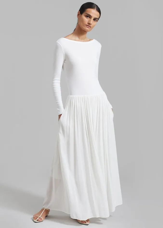 The Frankie Shop Odette Gathered Skirt Maxi Dress 8211 White Women Dresses