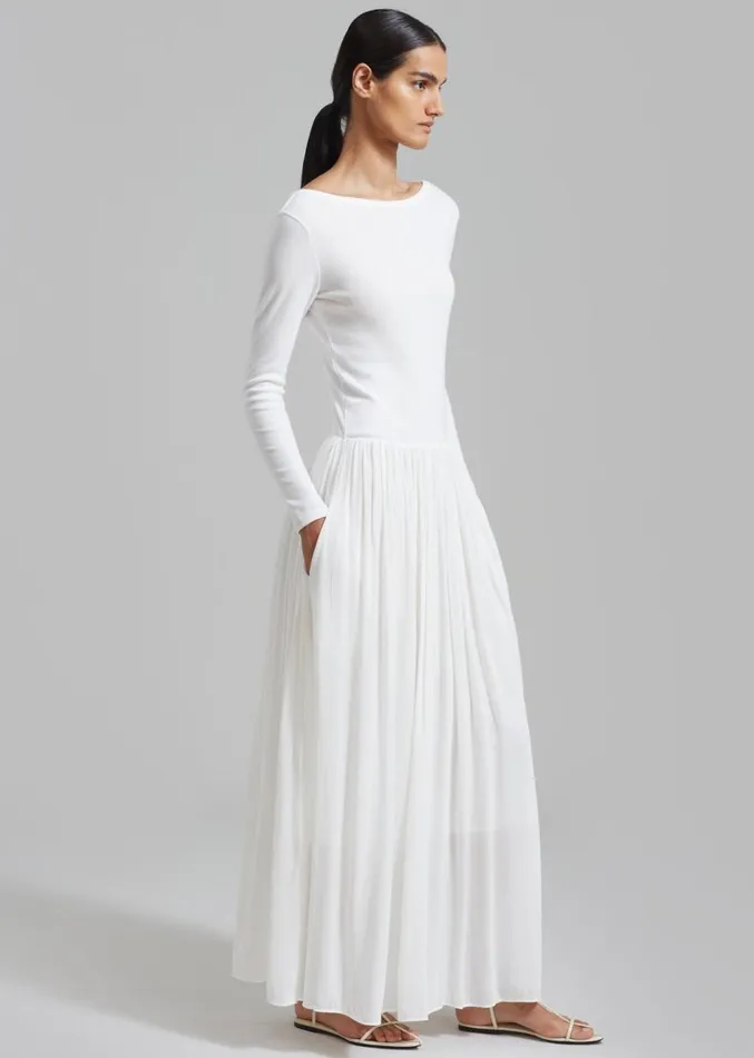 The Frankie Shop Odette Gathered Skirt Maxi Dress 8211 White Women Dresses